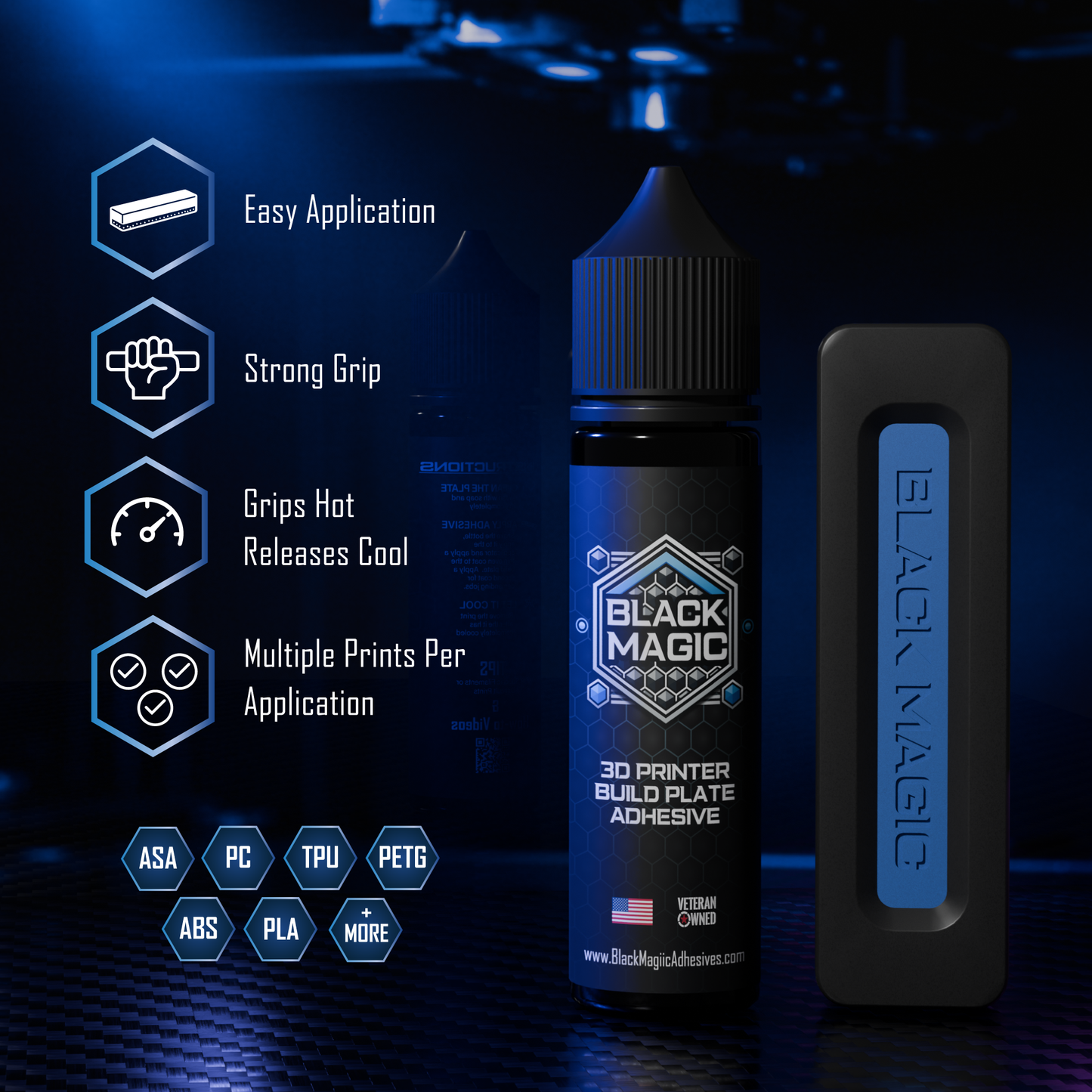 Build Plate Adhesive Kit — 60 ml Bottle + Precision Foam Applicator
