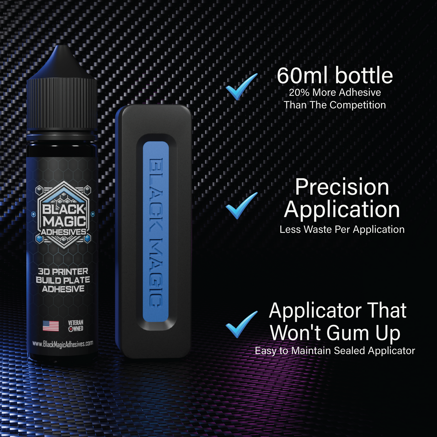 Build Plate Adhesive Kit — 60 ml Bottle + Precision Foam Applicator